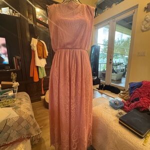 Elegant Pink Lace Dress jc pennies vintage med